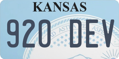 KS license plate 920DEV