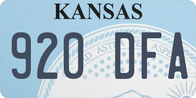 KS license plate 920DFA