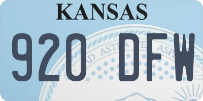 KS license plate 920DFW