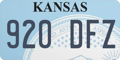 KS license plate 920DFZ