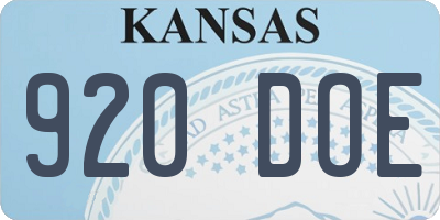 KS license plate 920DOE