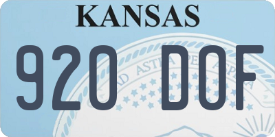 KS license plate 920DOF