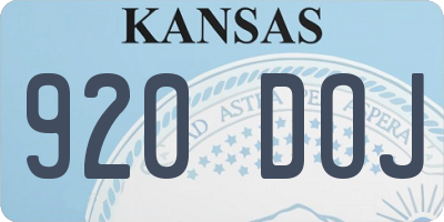 KS license plate 920DOJ