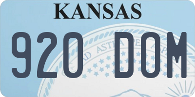 KS license plate 920DOM