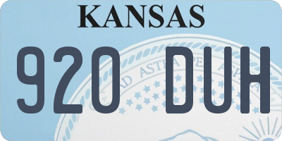 KS license plate 920DUH