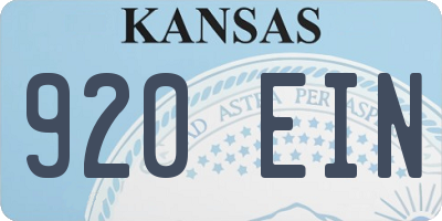 KS license plate 920EIN