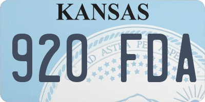 KS license plate 920FDA
