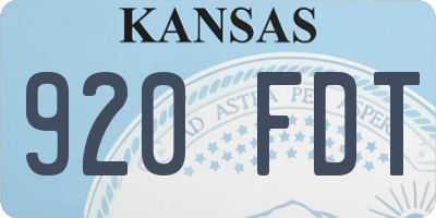 KS license plate 920FDT