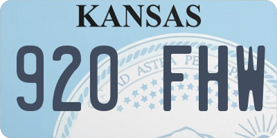 KS license plate 920FHW
