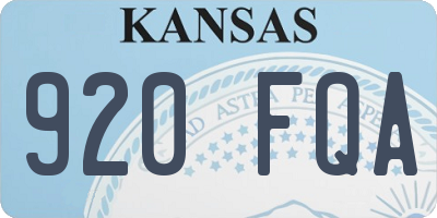 KS license plate 920FQA