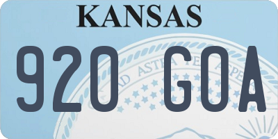 KS license plate 920GOA