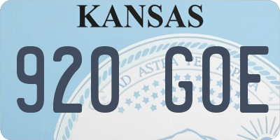 KS license plate 920GOE