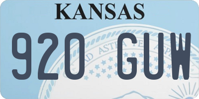KS license plate 920GUW