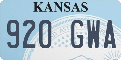 KS license plate 920GWA