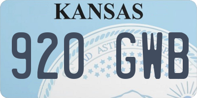KS license plate 920GWB