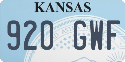 KS license plate 920GWF