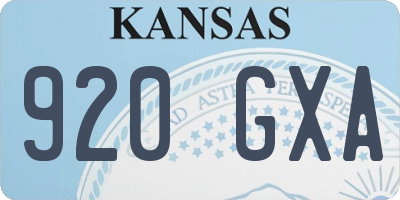 KS license plate 920GXA