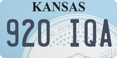 KS license plate 920IQA