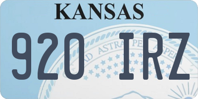 KS license plate 920IRZ