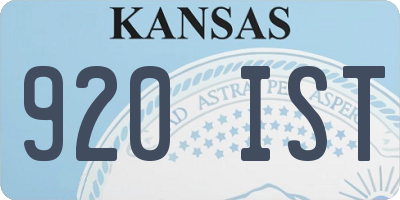 KS license plate 920IST