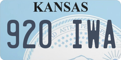 KS license plate 920IWA