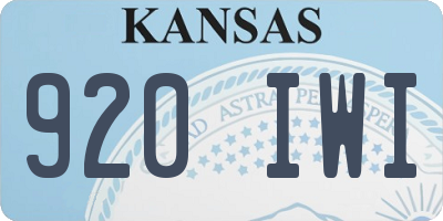 KS license plate 920IWI