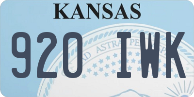 KS license plate 920IWK