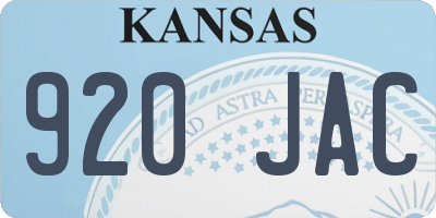 KS license plate 920JAC