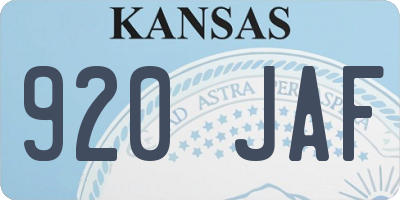KS license plate 920JAF
