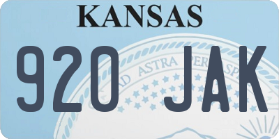 KS license plate 920JAK