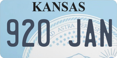 KS license plate 920JAN