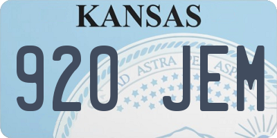 KS license plate 920JEM