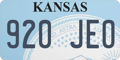 KS license plate 920JEO