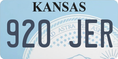 KS license plate 920JER