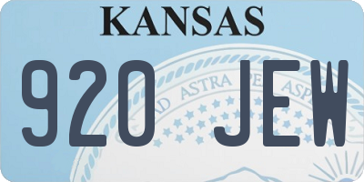 KS license plate 920JEW