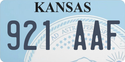 KS license plate 921AAF