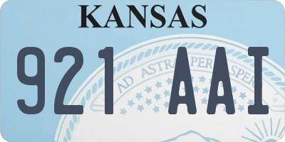 KS license plate 921AAI