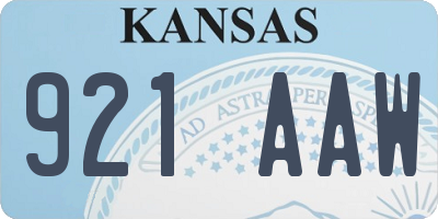 KS license plate 921AAW