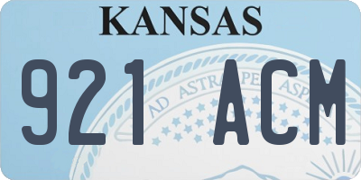 KS license plate 921ACM