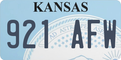 KS license plate 921AFW