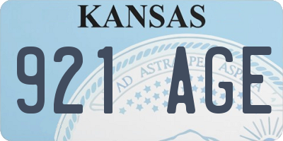 KS license plate 921AGE