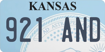 KS license plate 921AND