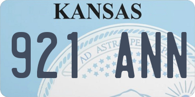 KS license plate 921ANN