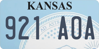 KS license plate 921AOA