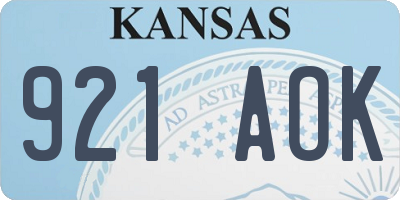 KS license plate 921AOK