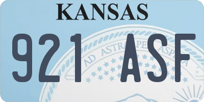 KS license plate 921ASF