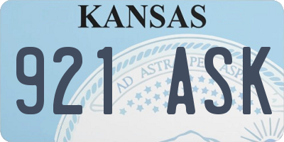 KS license plate 921ASK