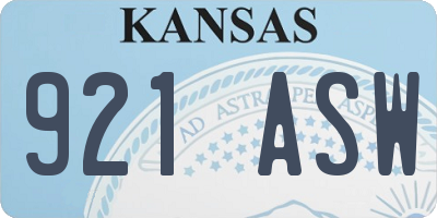 KS license plate 921ASW
