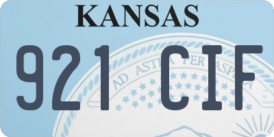 KS license plate 921CIF