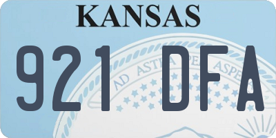 KS license plate 921DFA